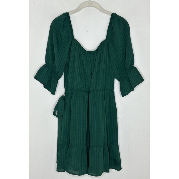 SPEECHLESS Green Half Sleeve Square Neck Mini Party Baby Doll Dress Sz M New - Picture 7 of 7